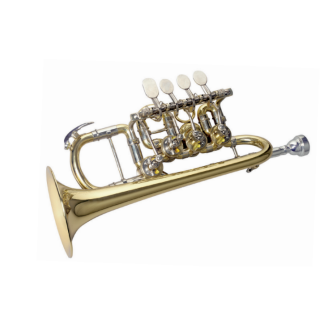 MTP B-Piccolo-Trompete P81 G, 4 Drehventile, Goldmessingschallst&uuml;ck
