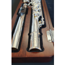 TOMASI Querfl&ouml;te versilbert mit Vollsilberkopfst&uuml;ck und Grenadill -Mundlochplatte, Ringklappen, E-Mechanik. H-Fu&szlig;